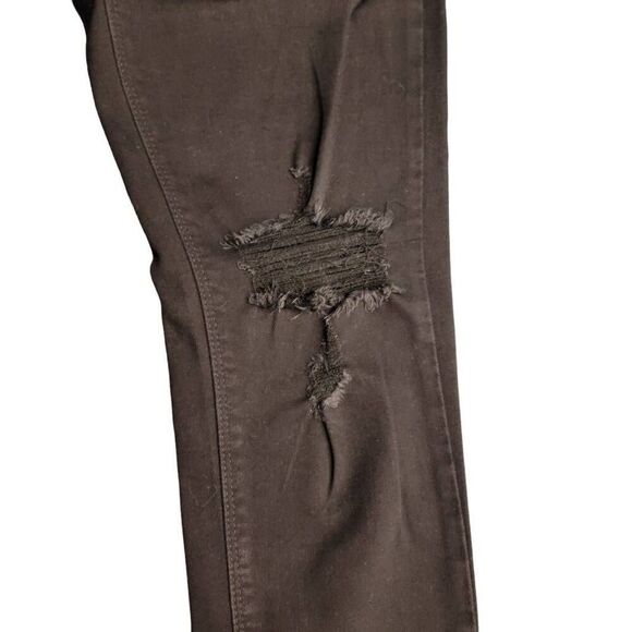 Just Black Cropped Distressed Ripped Raw Hem Torn Up Black Jeans - Picture 8 of 13